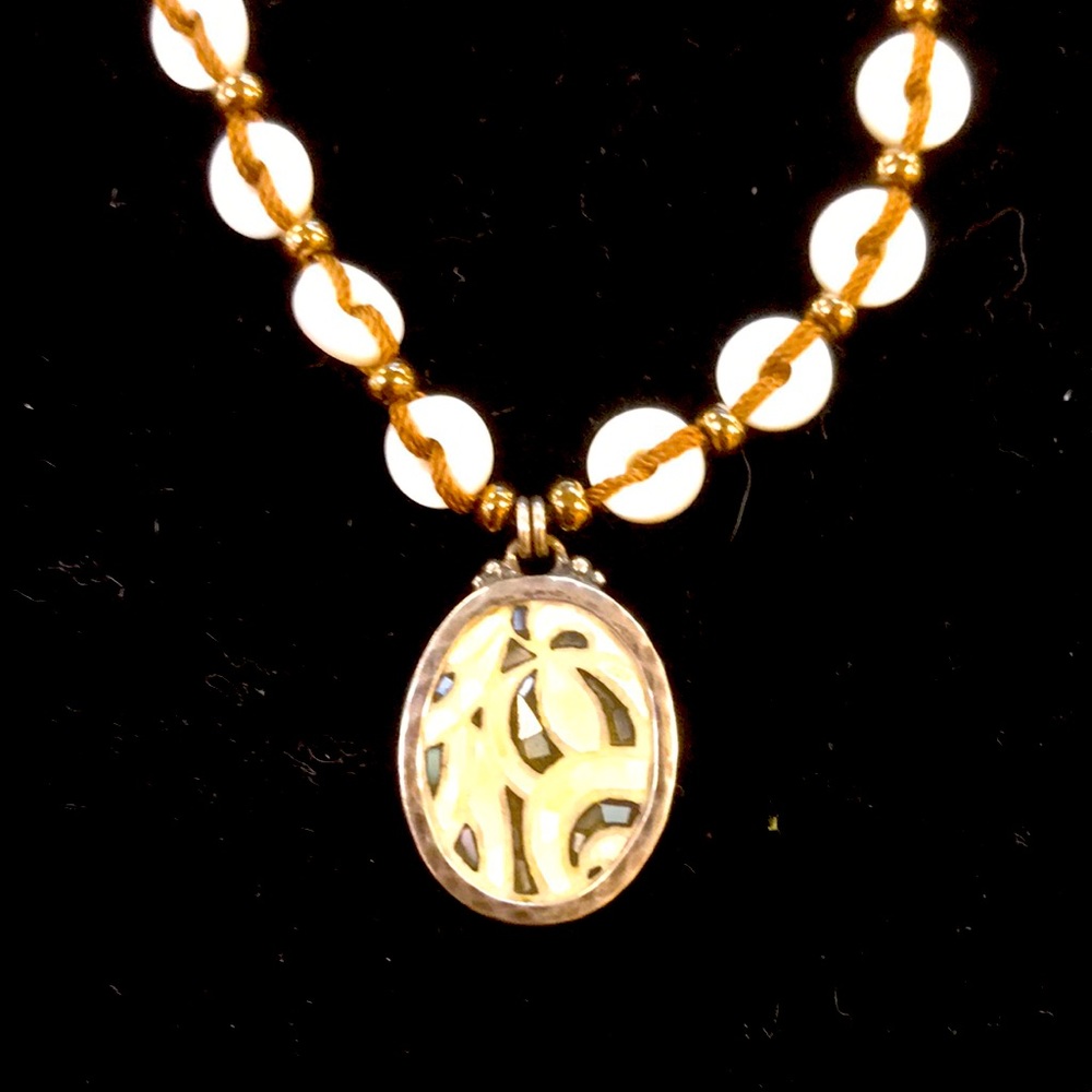 Silpada N2176 Shell Mosaic Bronze & White Necklace‎